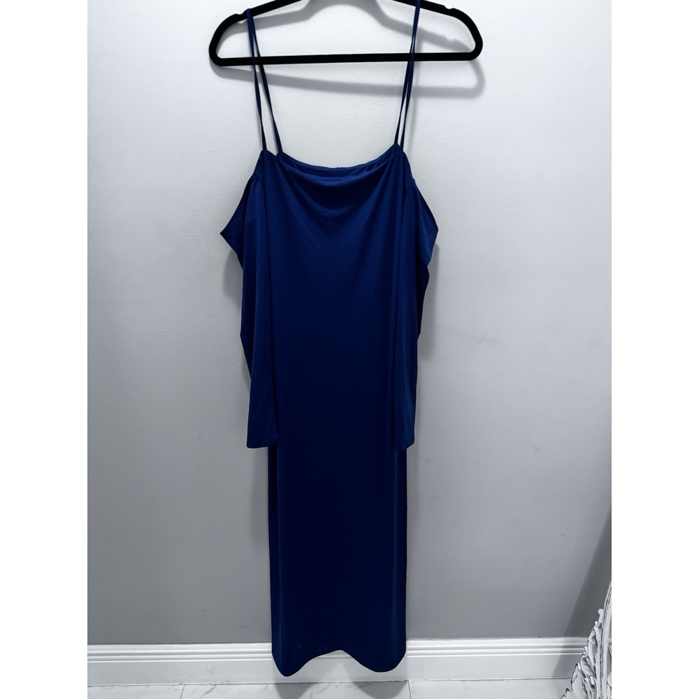 Abercrombie & Fitch Cold Shoulder Slipβ Long Sleeve Midi Dress β Blue β Size XL